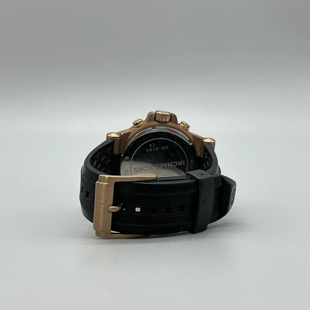 Michael Kors Dylan Chronograph Mens Watch 51mm Rose Gold Tone New Battery